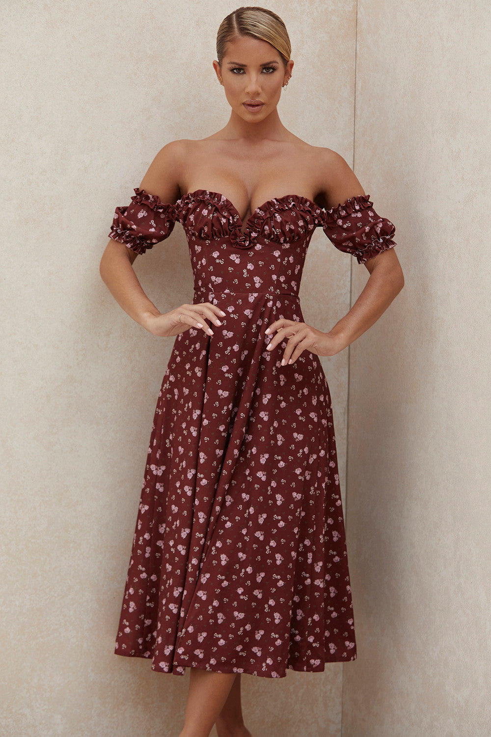 Robe d'été midi bustier fleurie