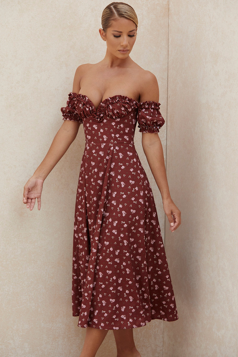 Robe d'été midi bustier fleurie