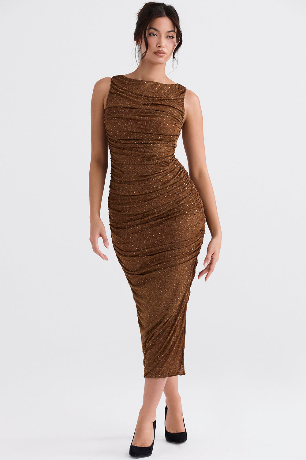 Robe longue cristallisée café