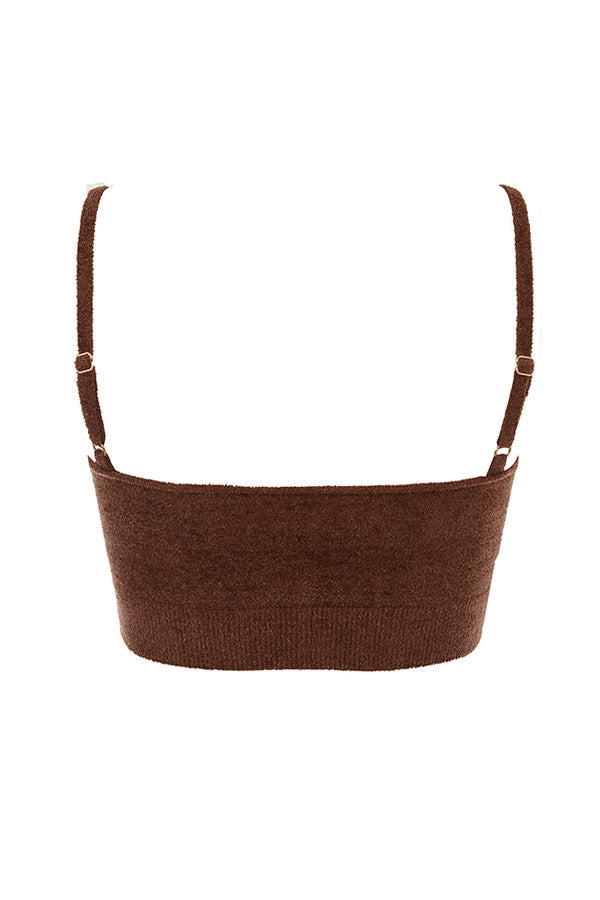 Top court en tricot moelleux chocolat avec short taille haute