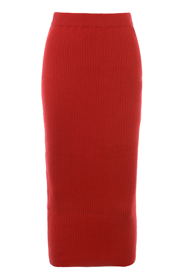 Pull en cachemire mélangé rouge écarlate avec noeud
