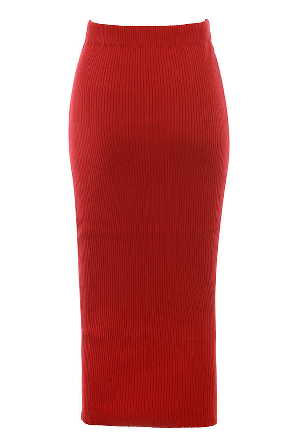 Pull en cachemire mélangé rouge écarlate avec noeud