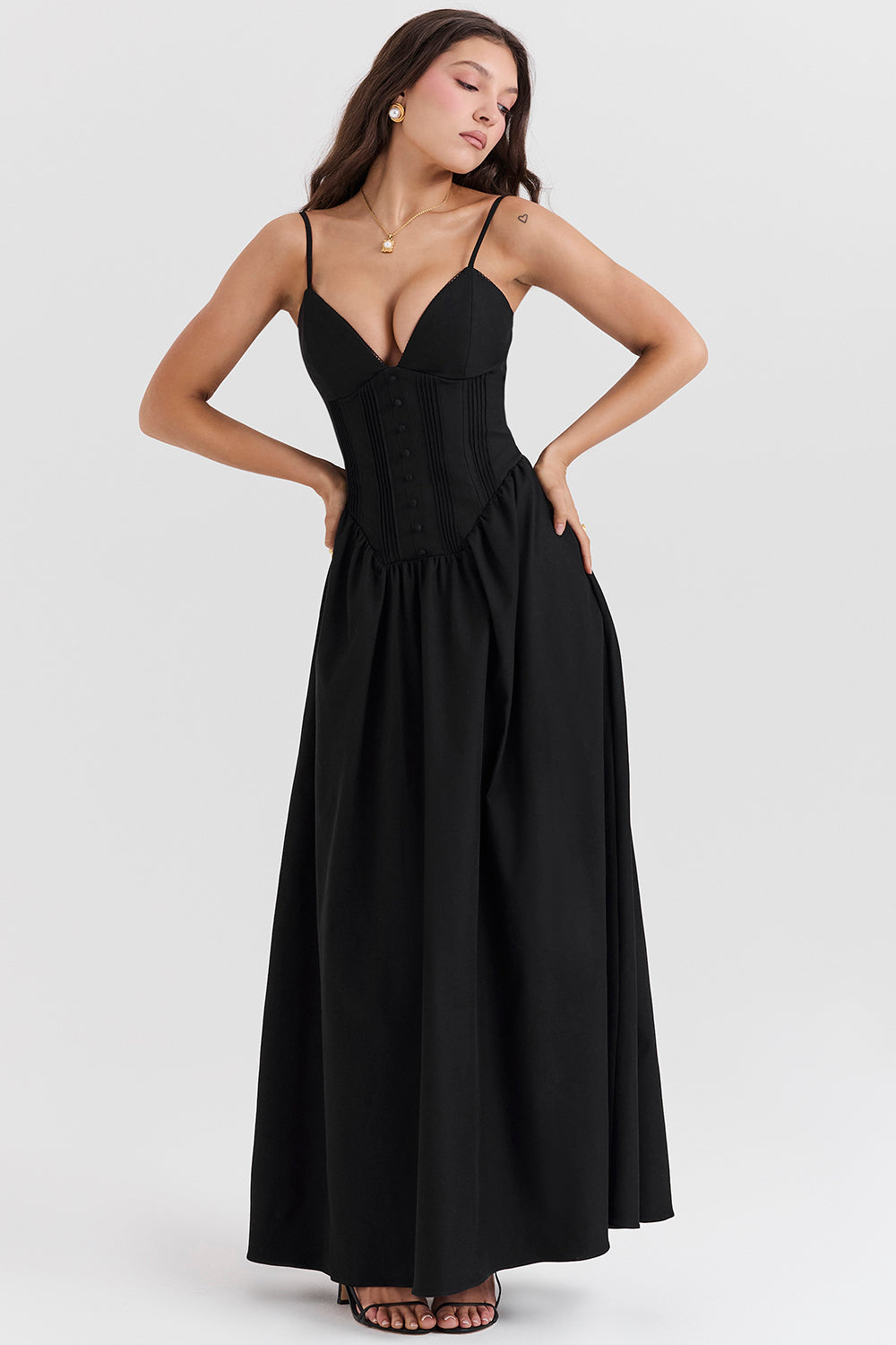 Robe longue corset noire