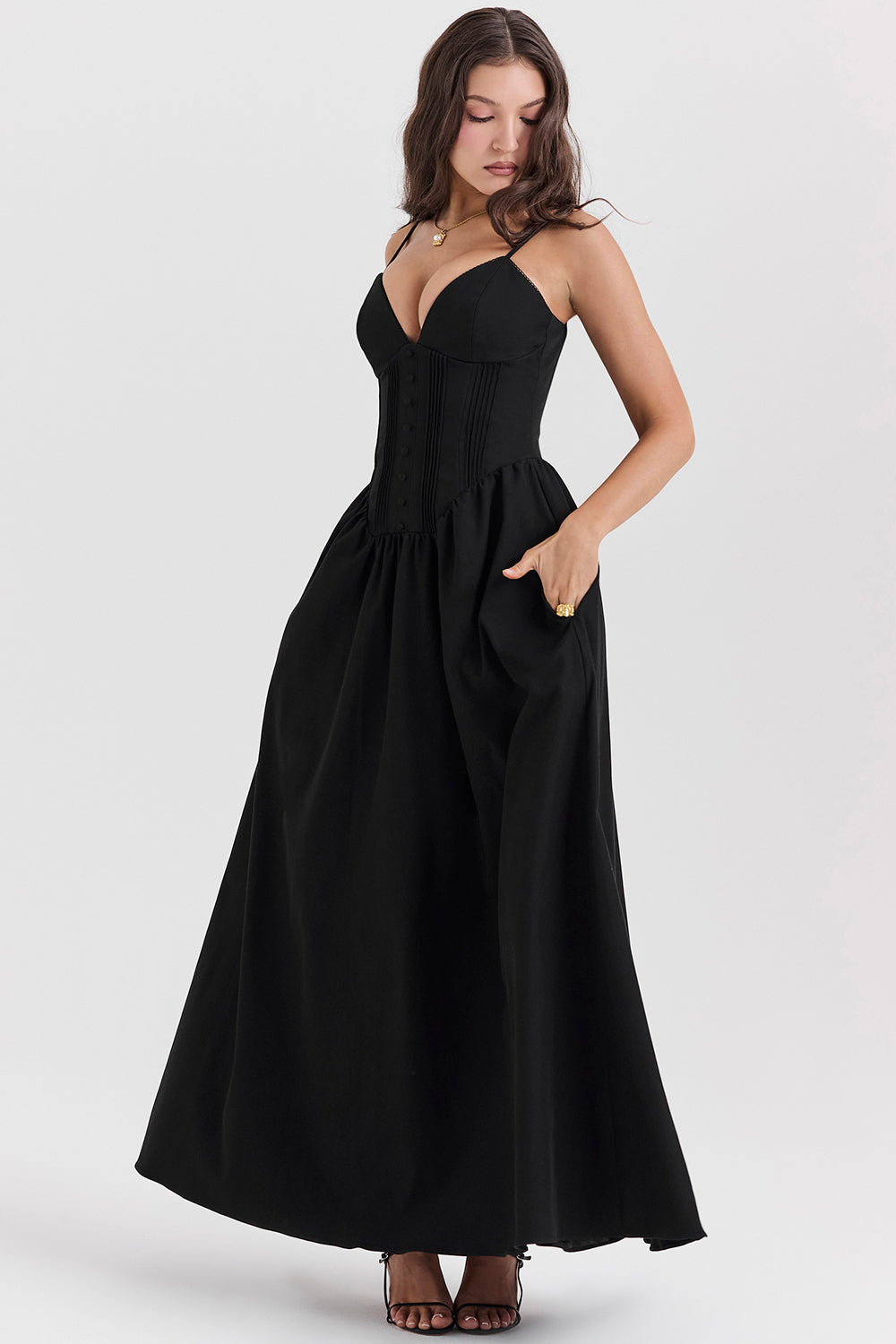 Robe longue corset noire