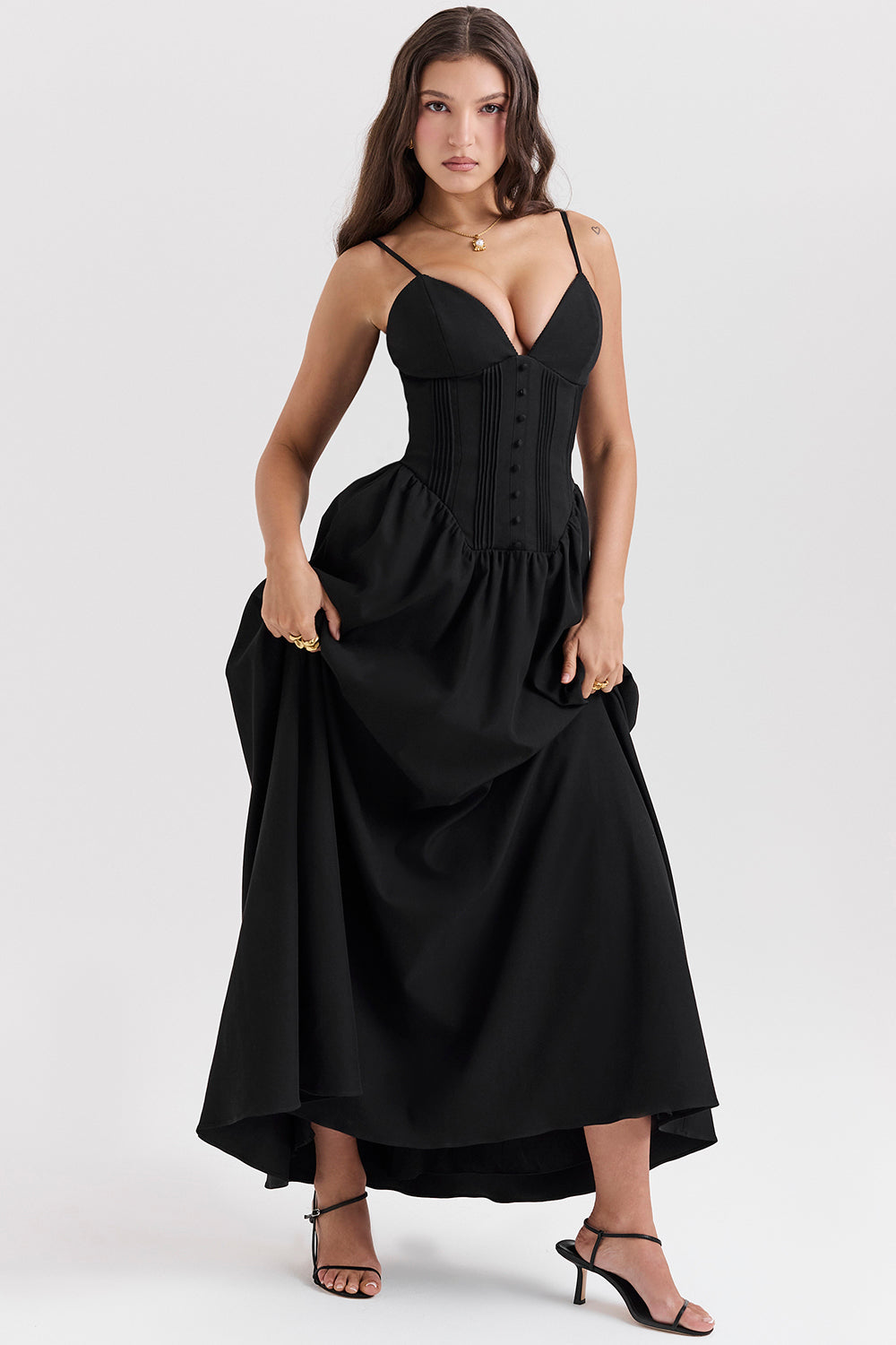 Robe longue corset noire