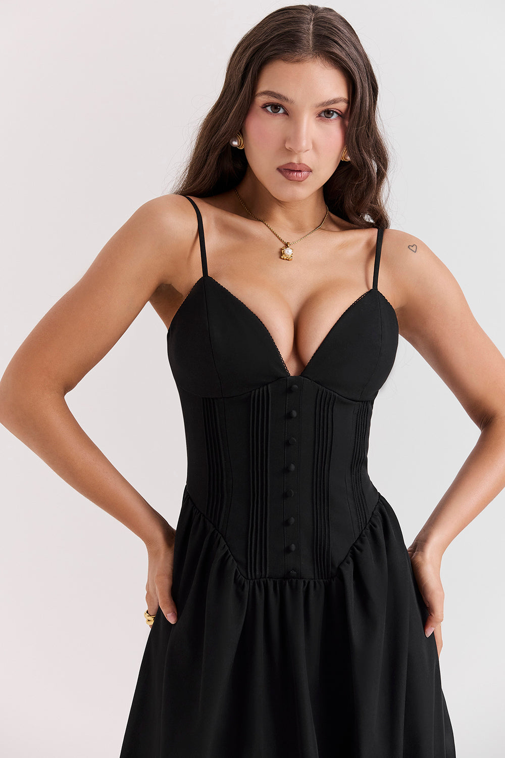 Robe longue corset noire
