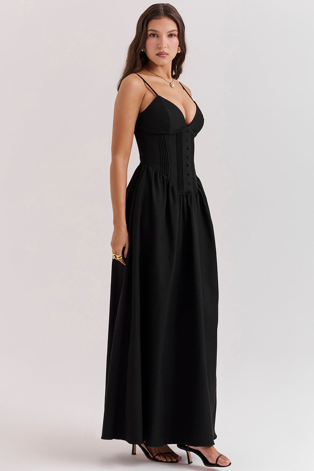 Robe longue corset noire