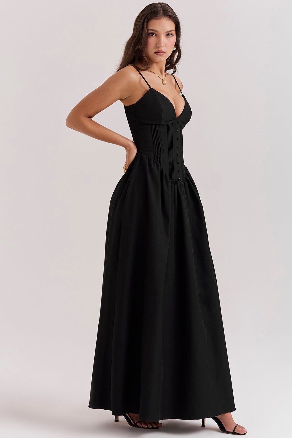 Robe longue corset noire