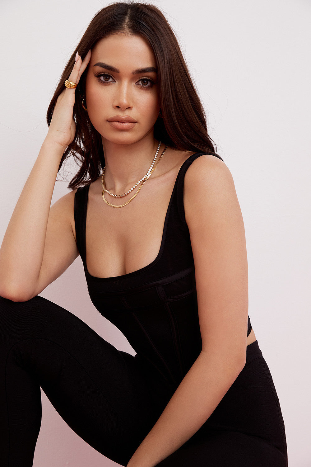 Haut corset en maille noire