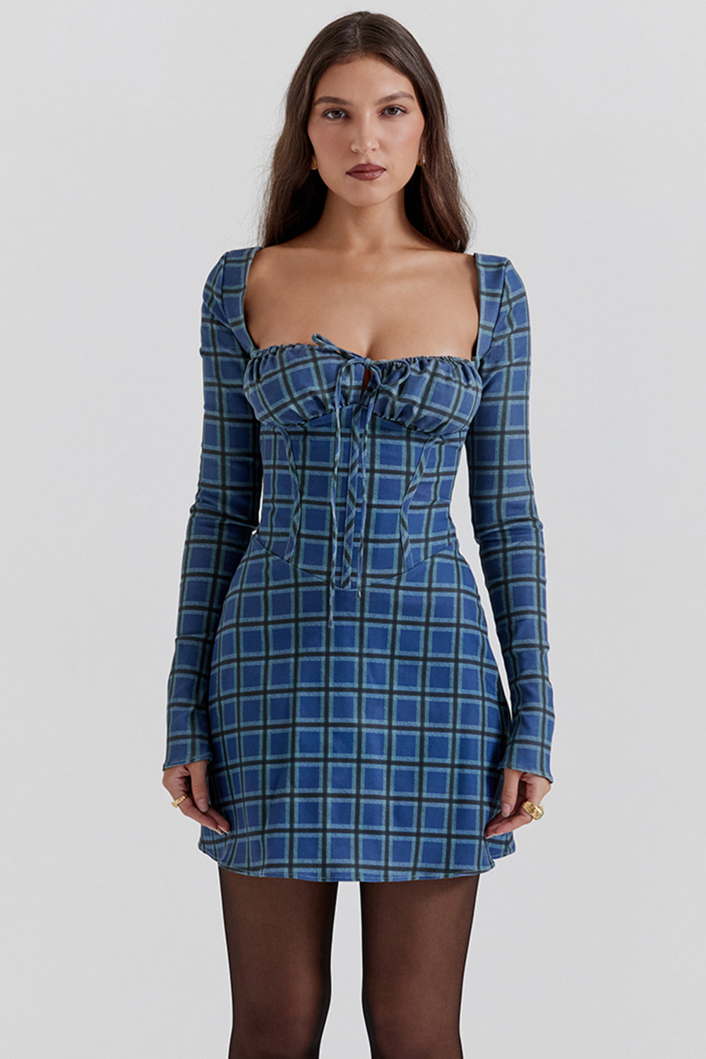 Mini-robe croisée en tartan