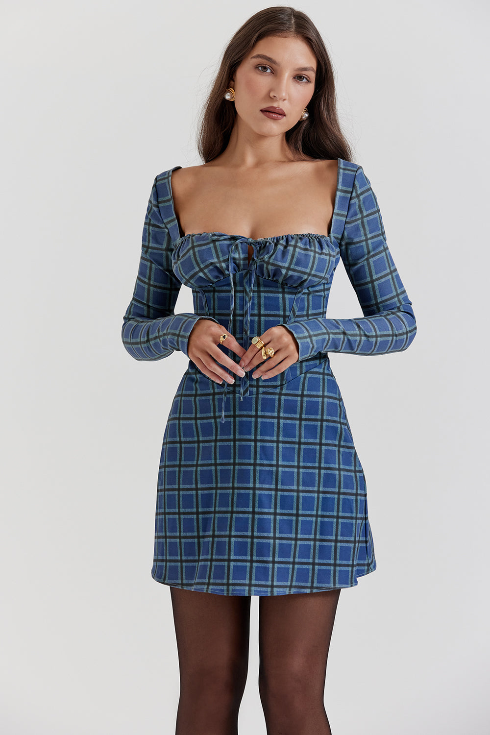 Mini-robe croisée en tartan