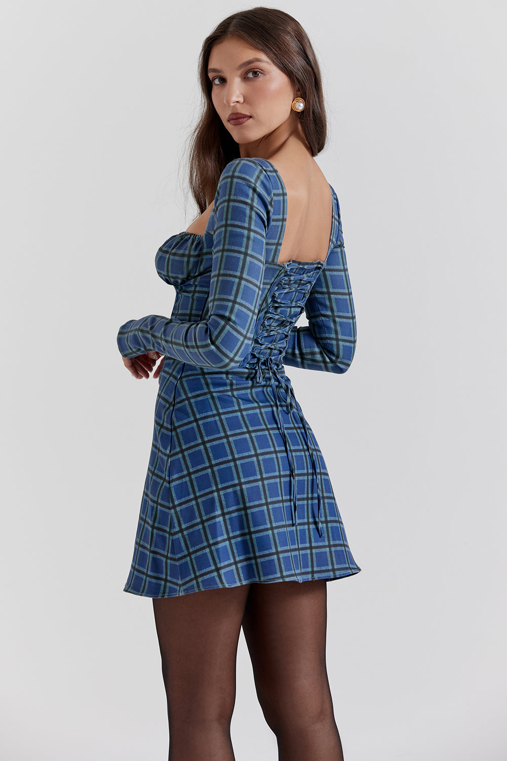 Mini-robe croisée en tartan