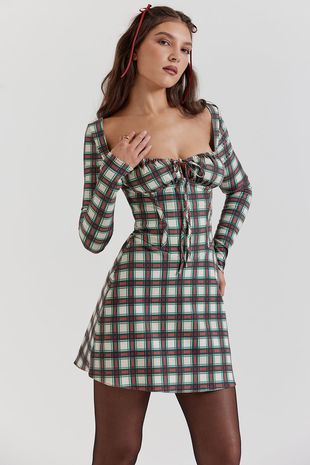 Mini-robe croisée en tartan