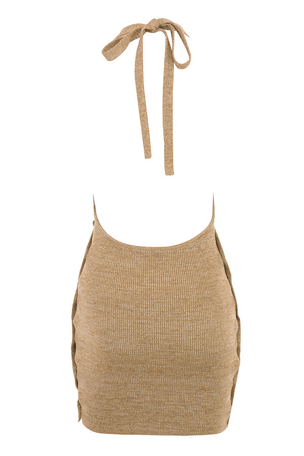 Mini-robe dos nu en maille sable