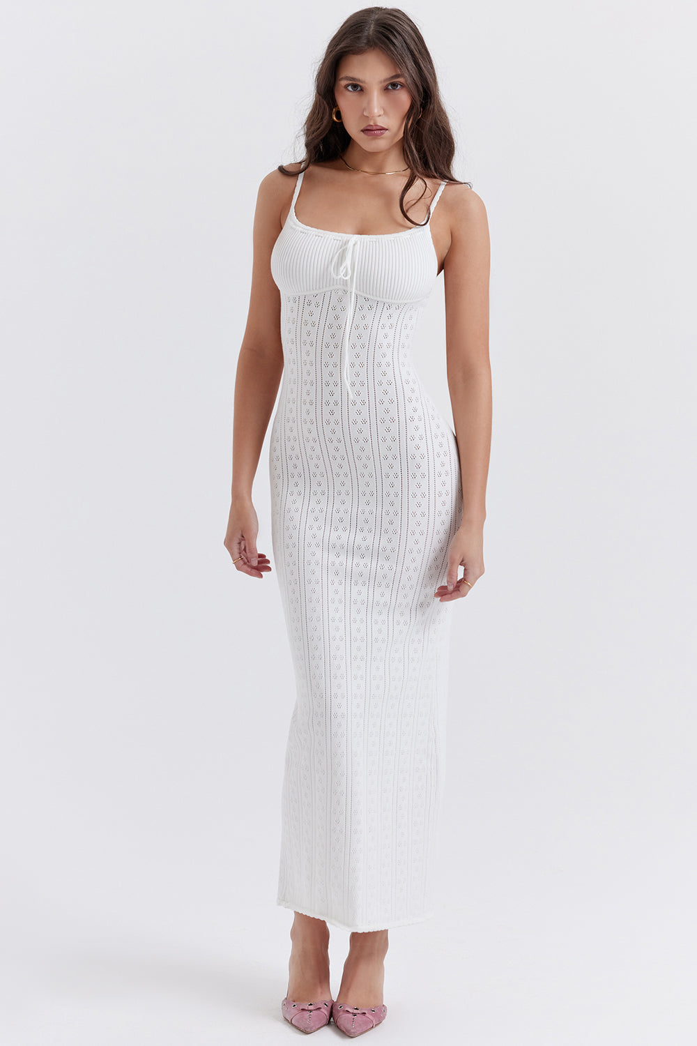 Robe longue en maille blanche