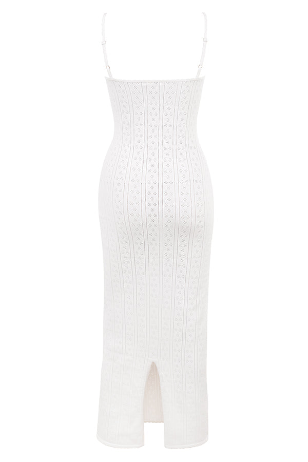 Robe longue en maille blanche