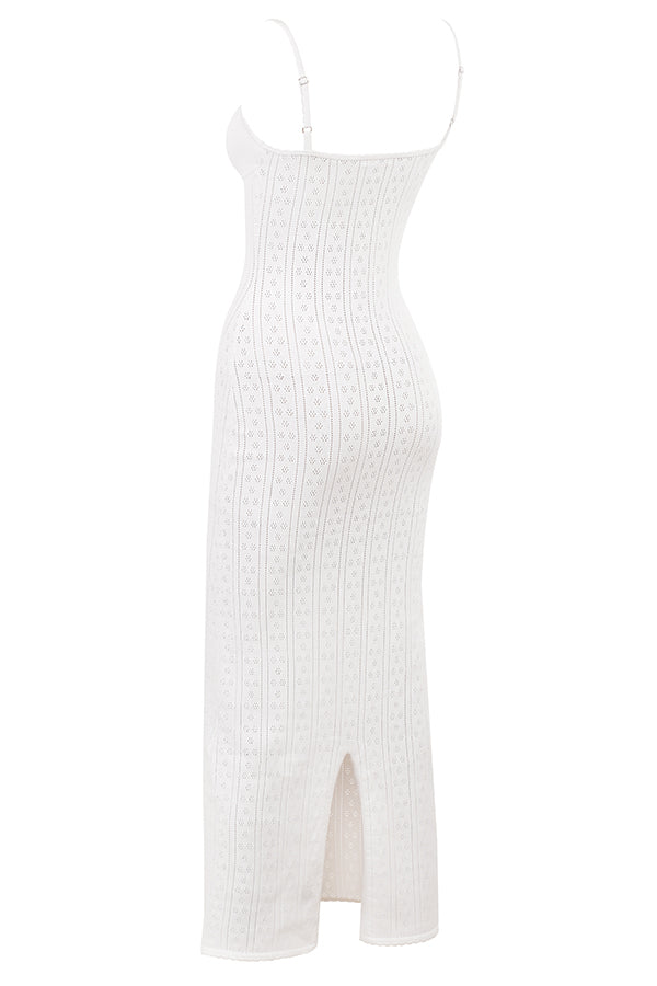 Robe longue en maille blanche