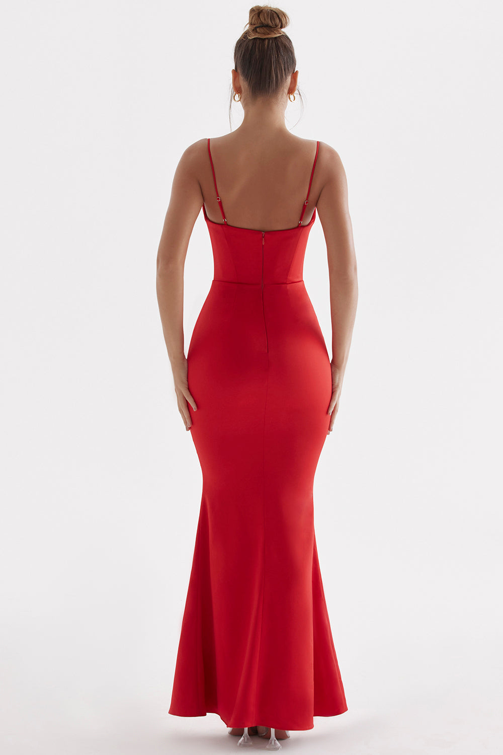 Robe longue pervenche avec corset en satin