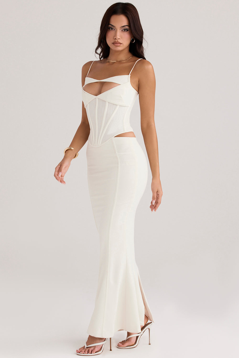 Robe longue corset ivoire