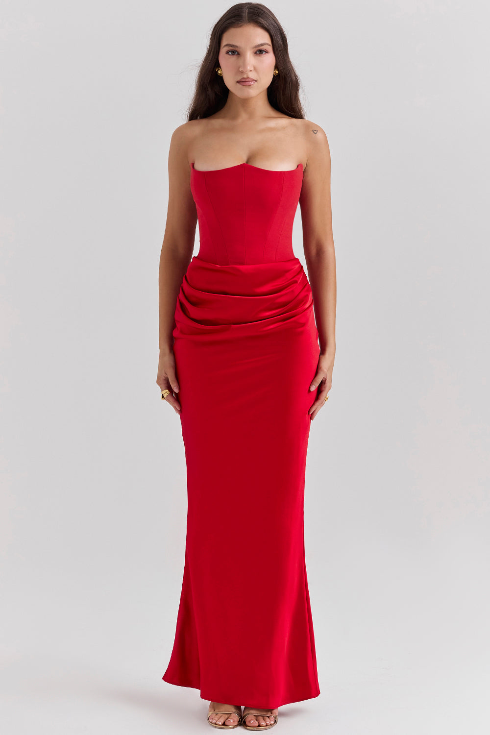 Robe longue corset élégante sans bretelles