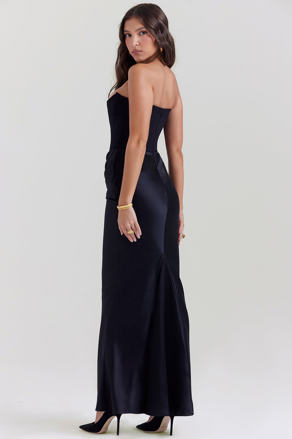 Robe longue corset élégante sans bretelles