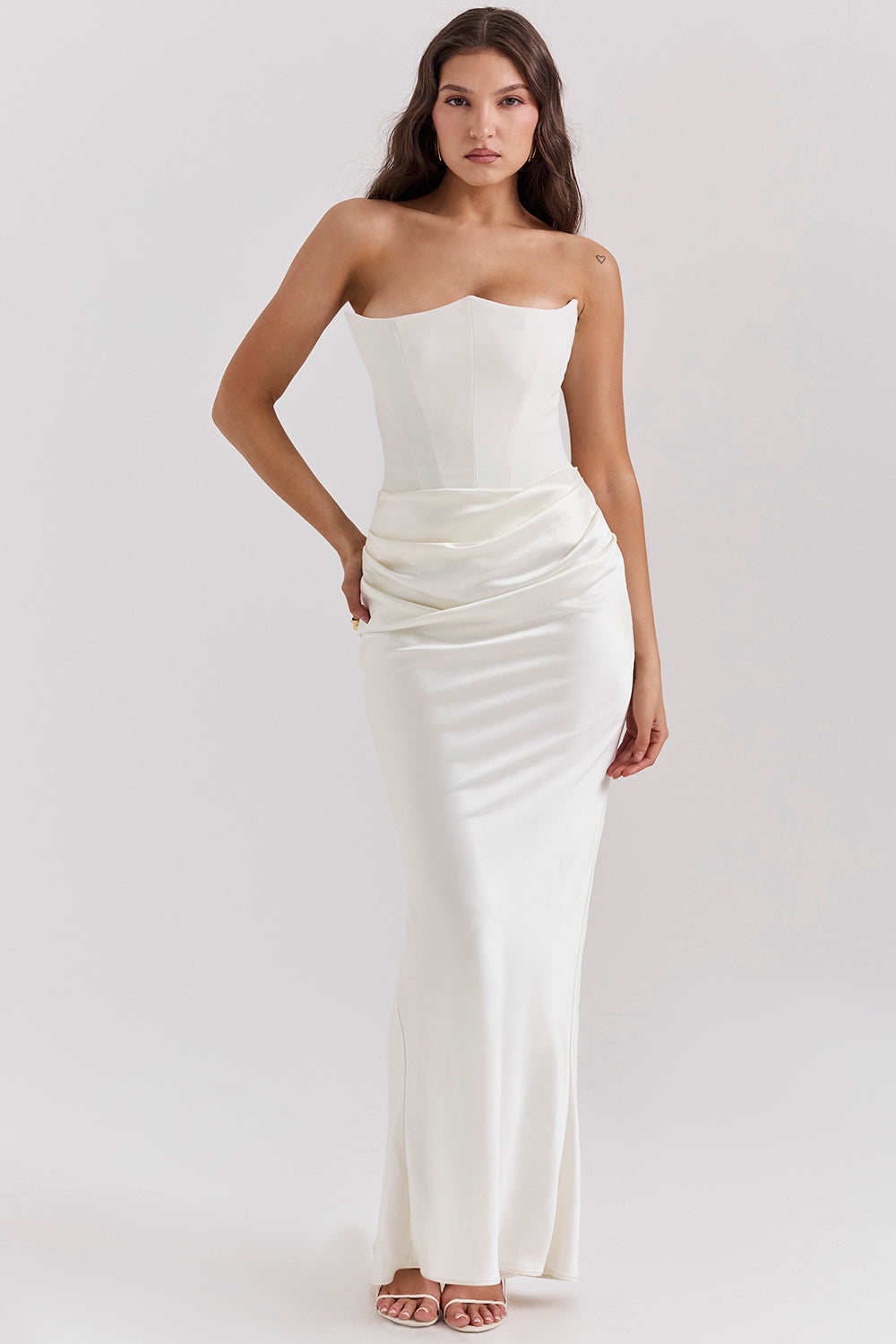 Robe longue corset élégante sans bretelles