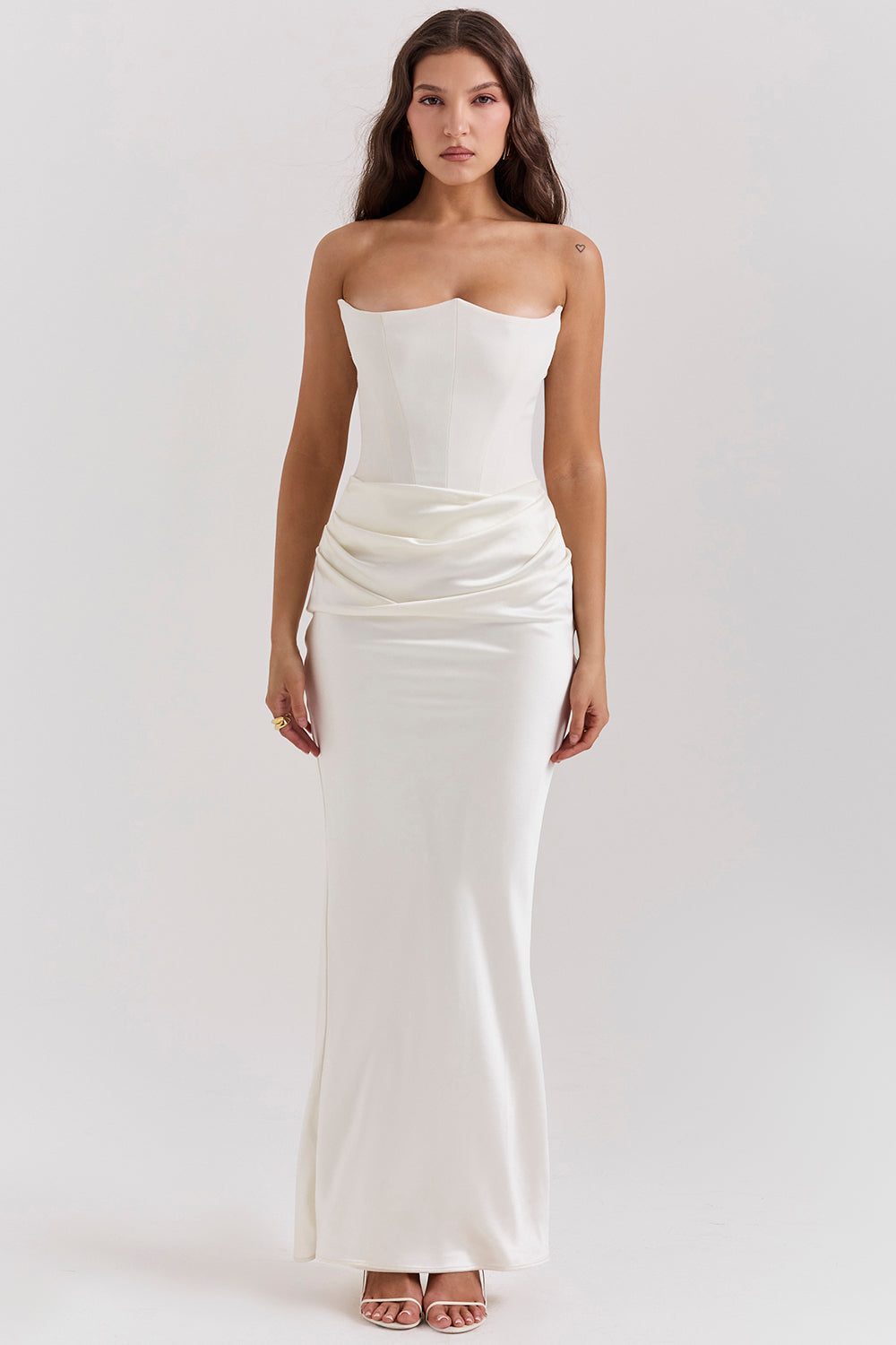 Robe longue corset élégante sans bretelles