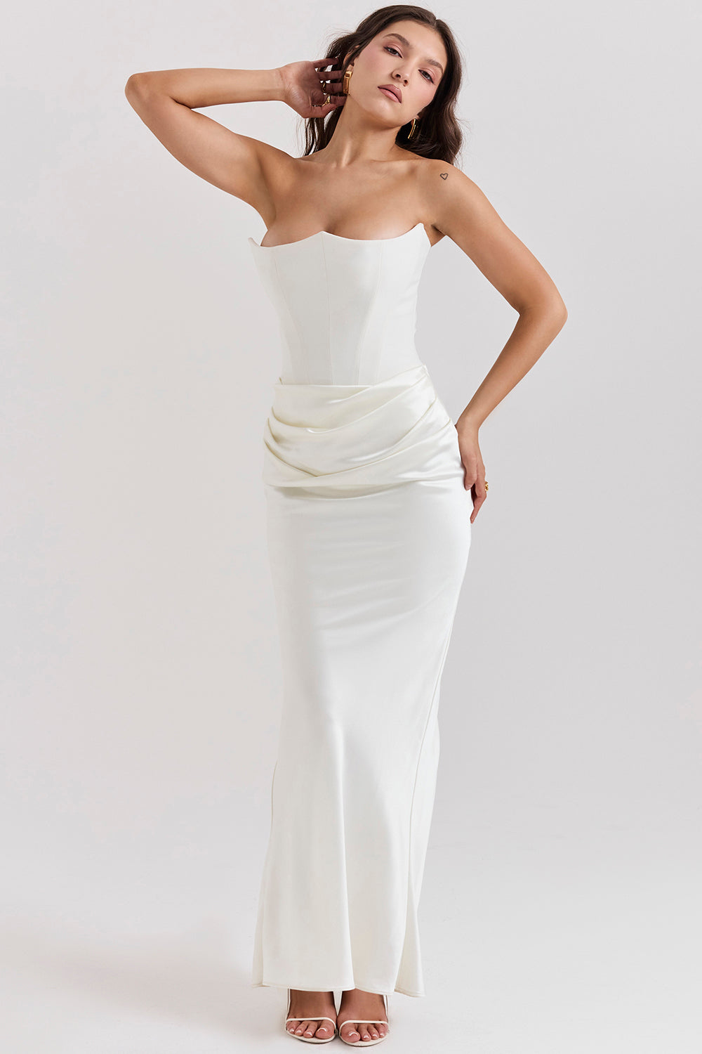 Robe longue corset sans bretelles