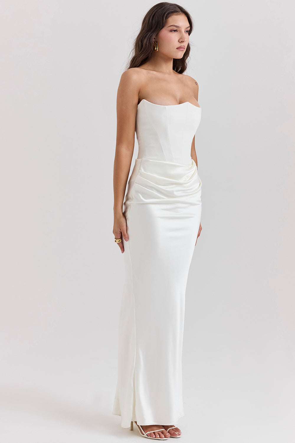 Robe longue corset élégante sans bretelles