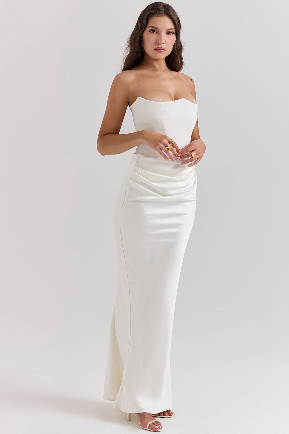 Robe longue corset élégante sans bretelles