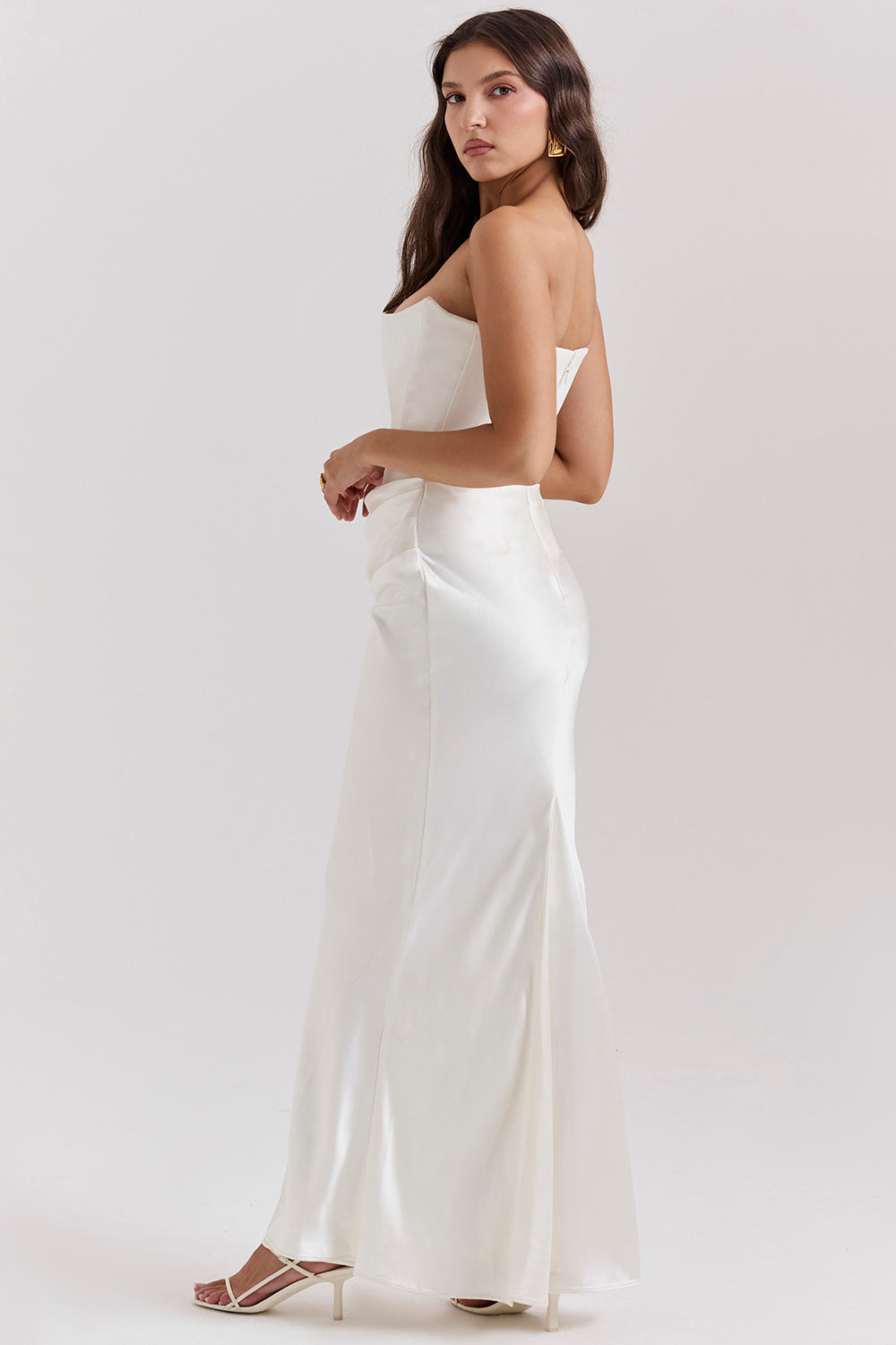 Robe longue corset élégante sans bretelles