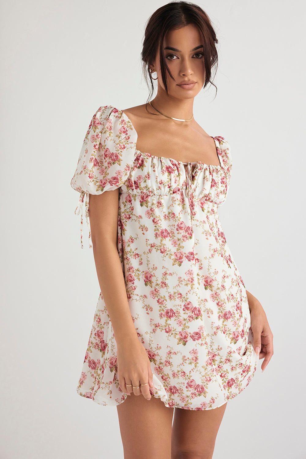 Mini-robe à imprimé roses