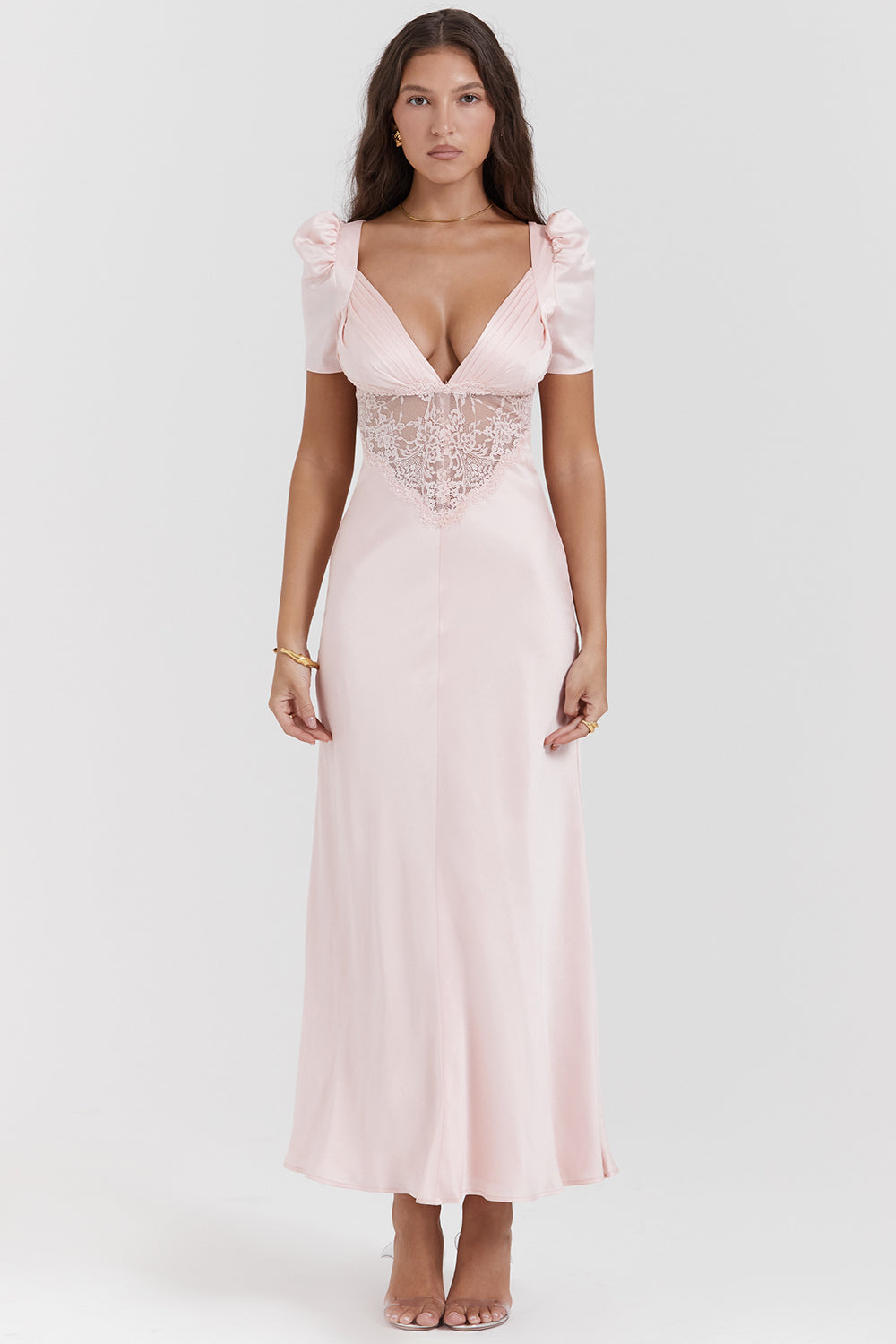 Robe en pure soie et dentelle