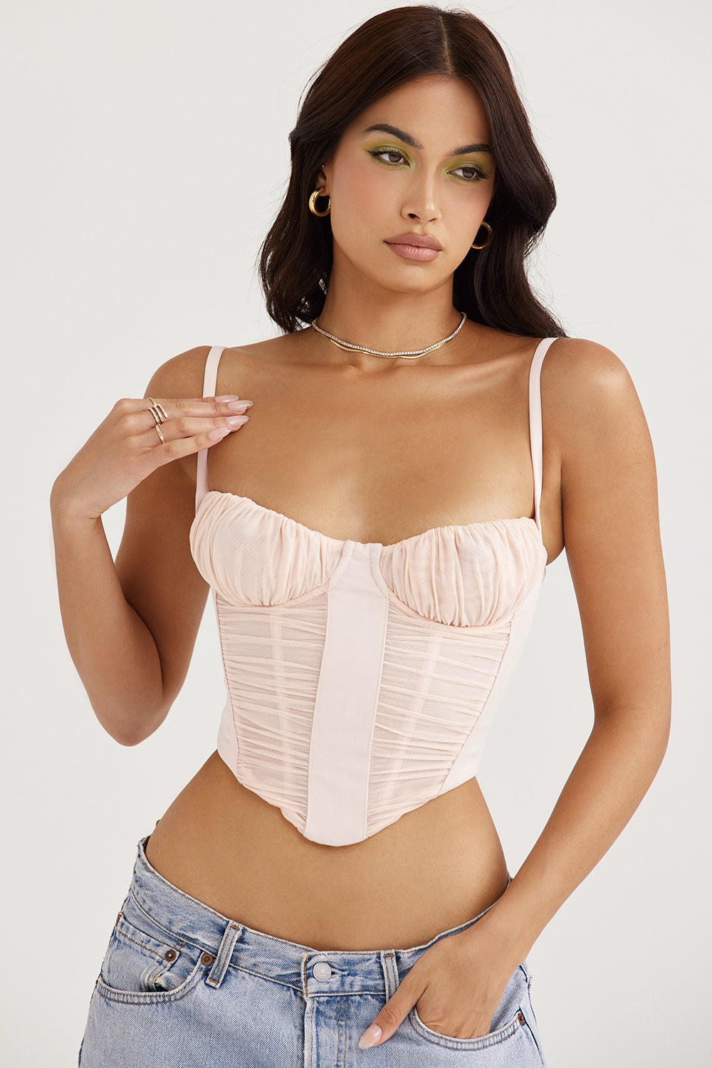 Corset froncé pivoine
