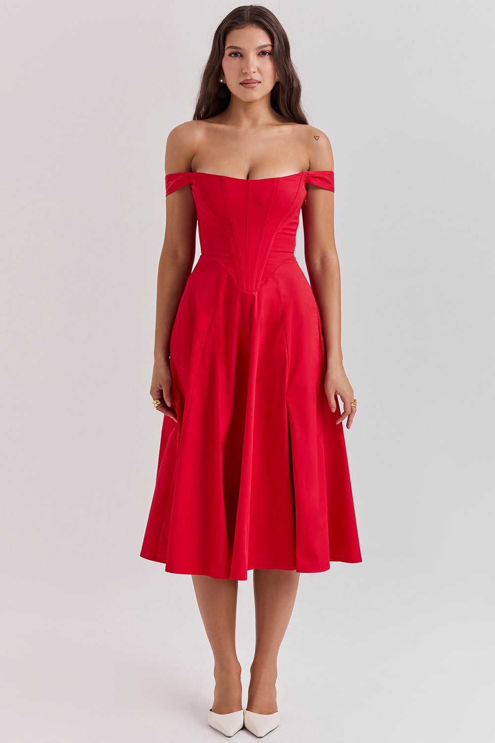 Robe d'été midi rouge foncé