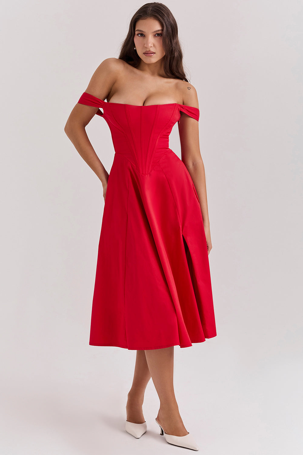Robe d'été midi rouge foncé