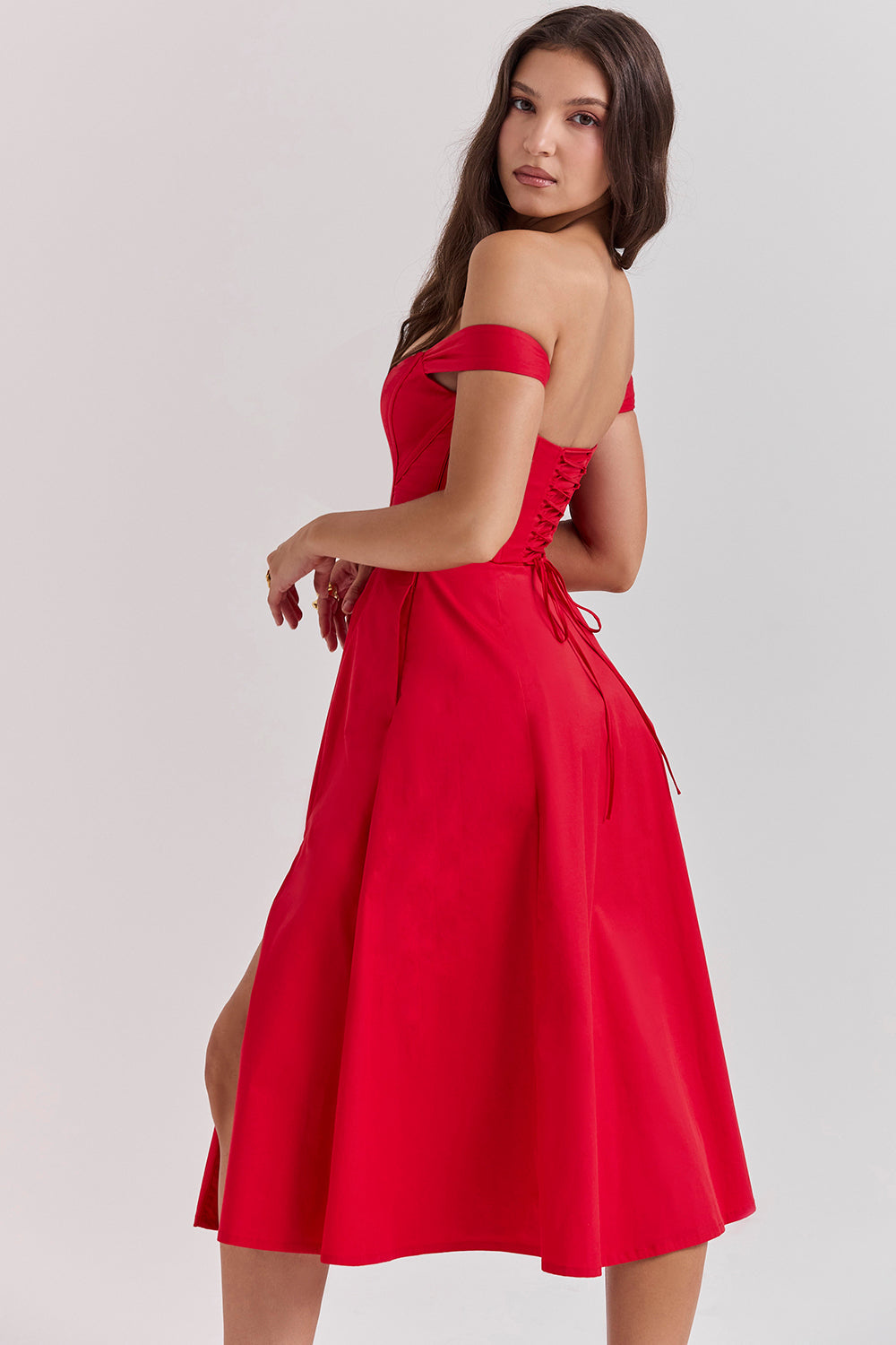 Robe d'été midi rouge foncé