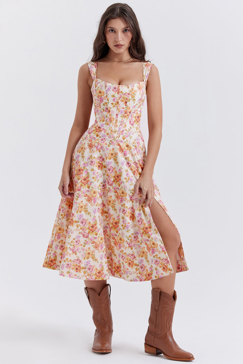 Robe d'été midi fleurie
