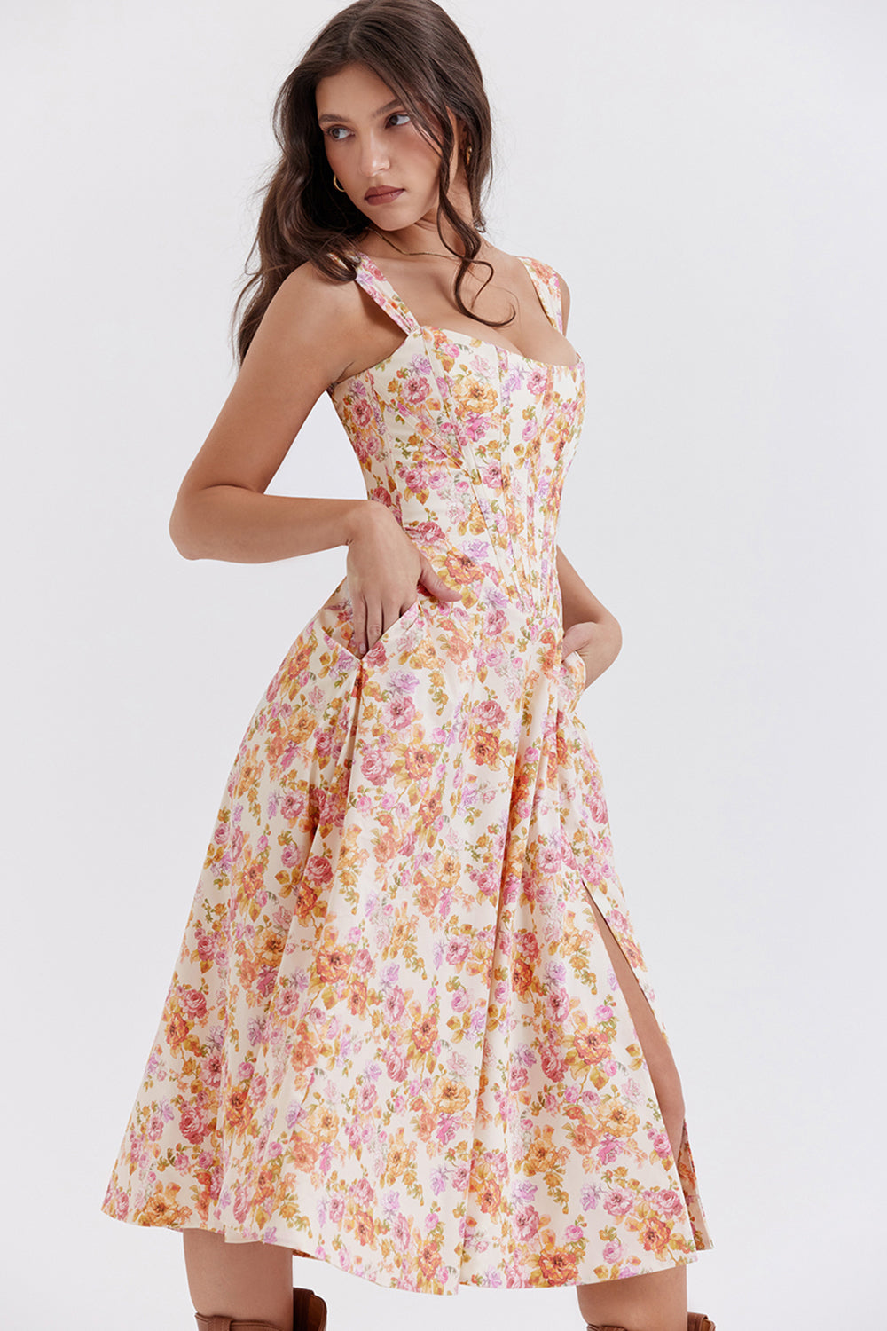 Robe d'été midi fleurie