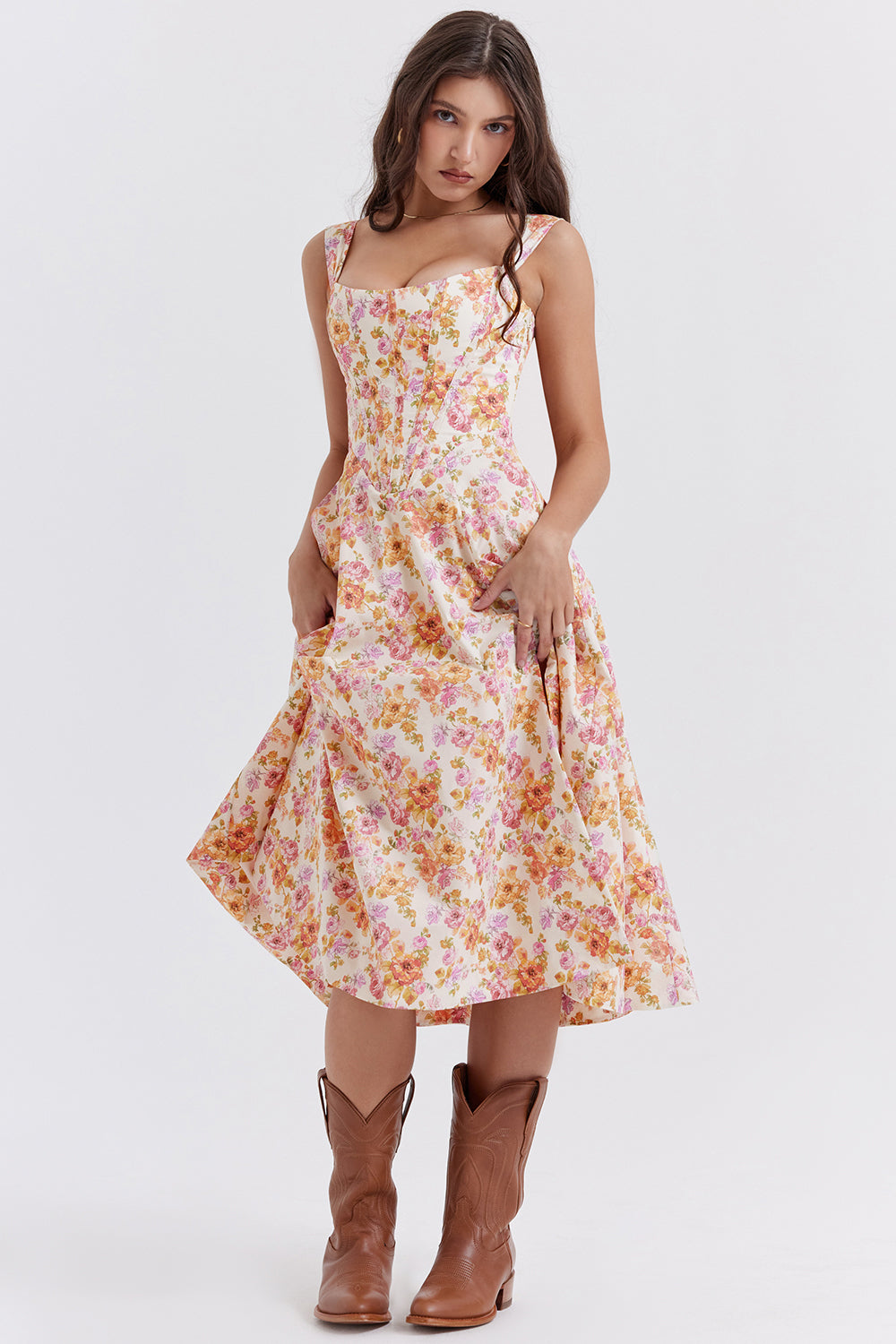 Robe d'été midi fleurie