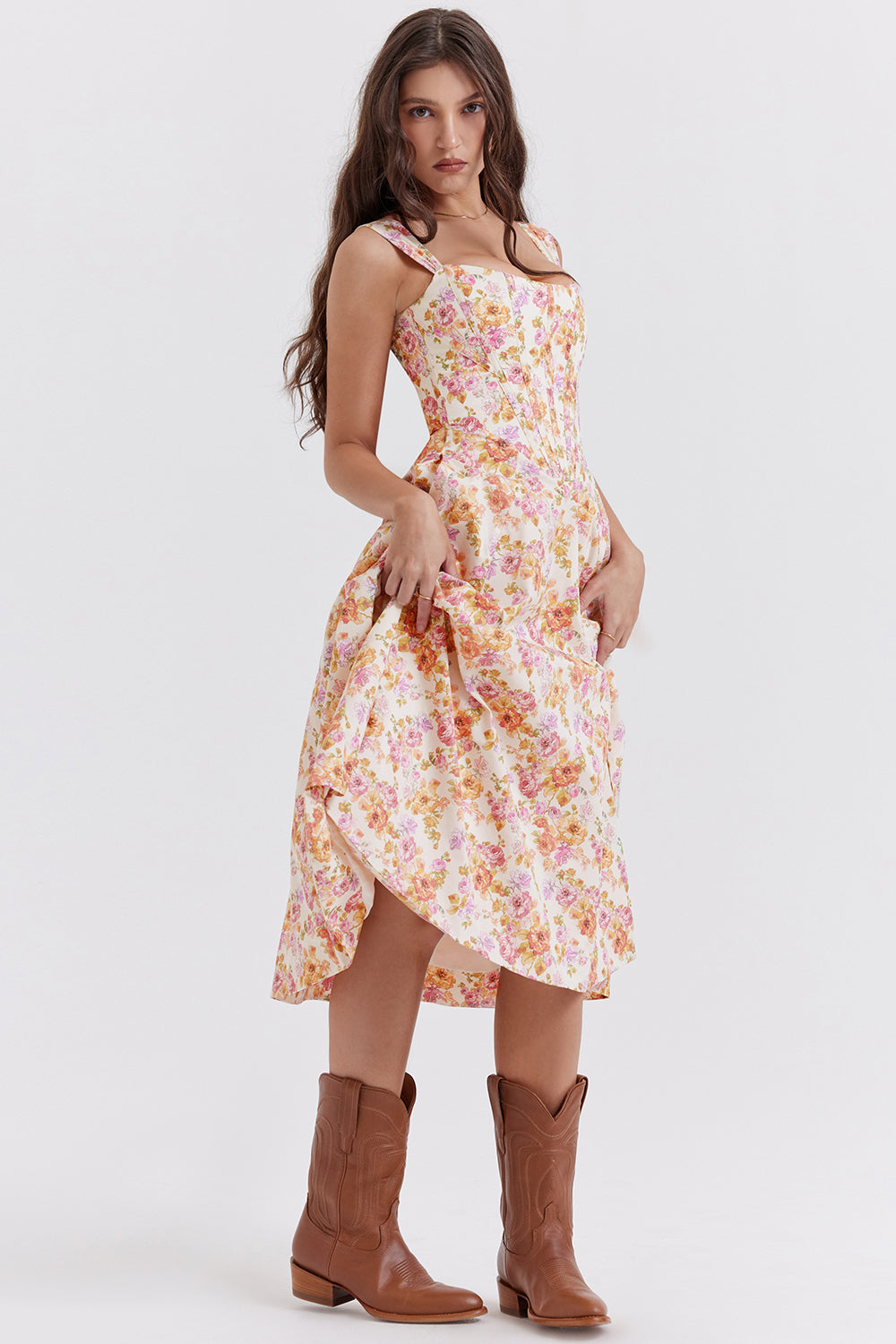 Robe d'été midi fleurie