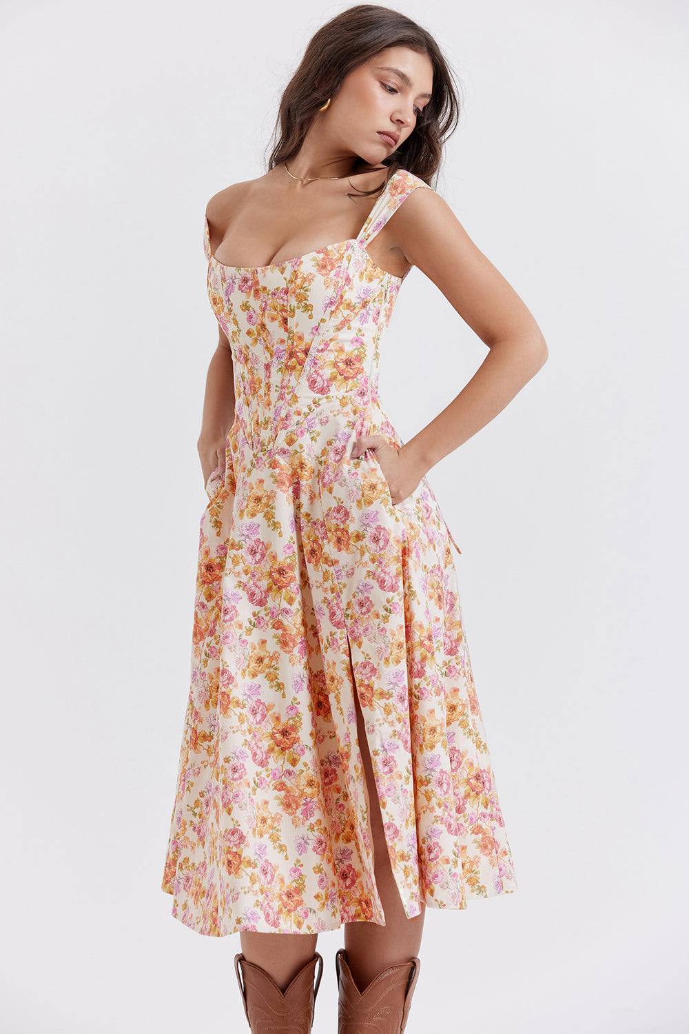 Robe d'été midi fleurie