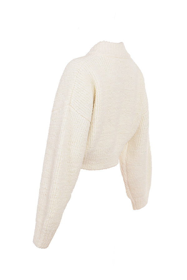 Gilet en chenille mélangé cràme