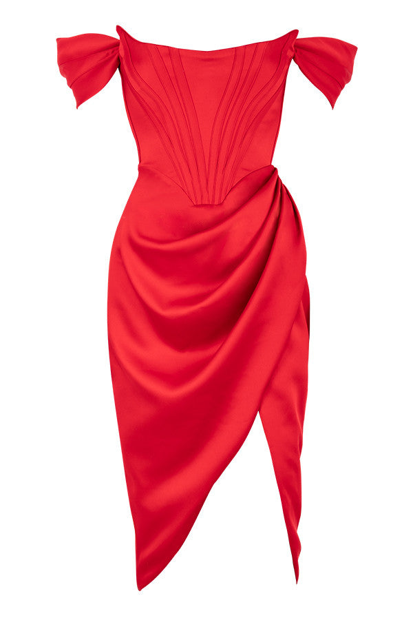 Robe en satin à épaules dénudées
