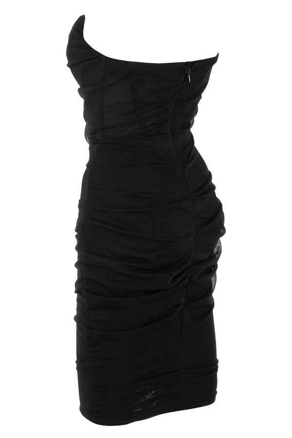 Robe corset bustier en maille noire