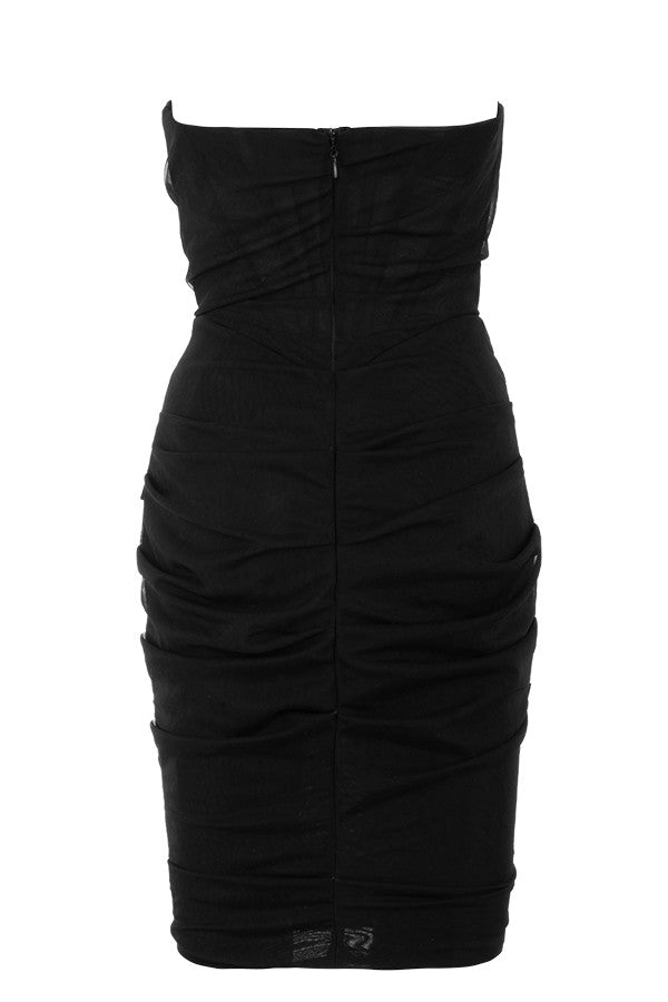 Robe corset bustier en maille noire