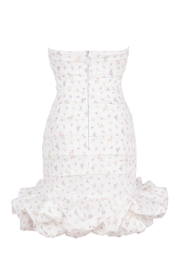 Robe bustier blanche à imprimé fleuri