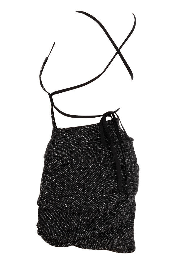 Mini-robe drapée bouclée noire