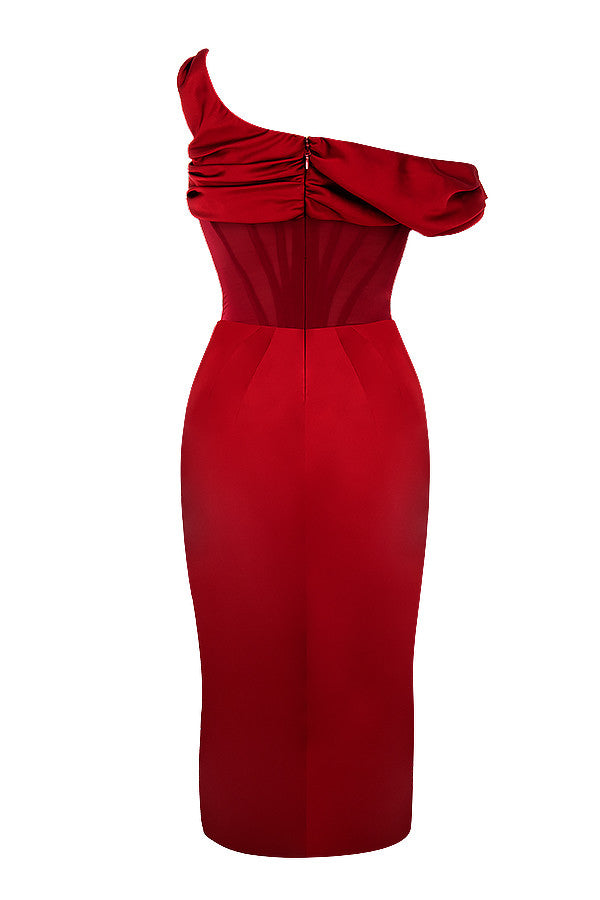 Robe corset midi asymétrique drapée