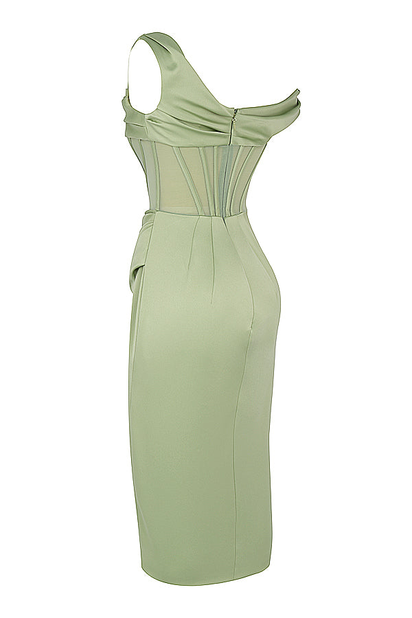 Robe corset midi asymétrique drapée